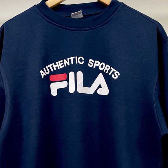 FILA AUTHENTIC CREW NECK NAVY BLUE SWEATSHIRT FOR MEN’S & WOMEN’S - Picture 2 of 6